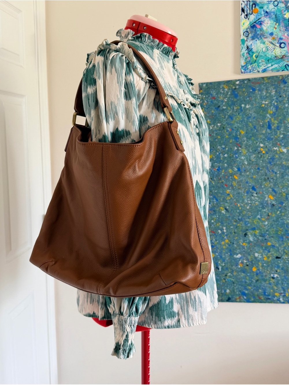 NWOT Vintage Y2K Kooba Pebbled Leather Hobo Bag Brown Slouchy Shoulder Tote - Picture 7 of 14